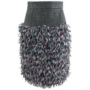Chanel Edinburg Wool Ostrich Feather Runway Skirt